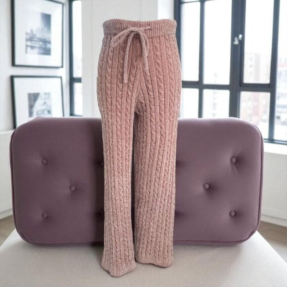 Macaron Knit Lounge Pants S Blush Cozycore Soft Girl Minimalist Fall Comfy
